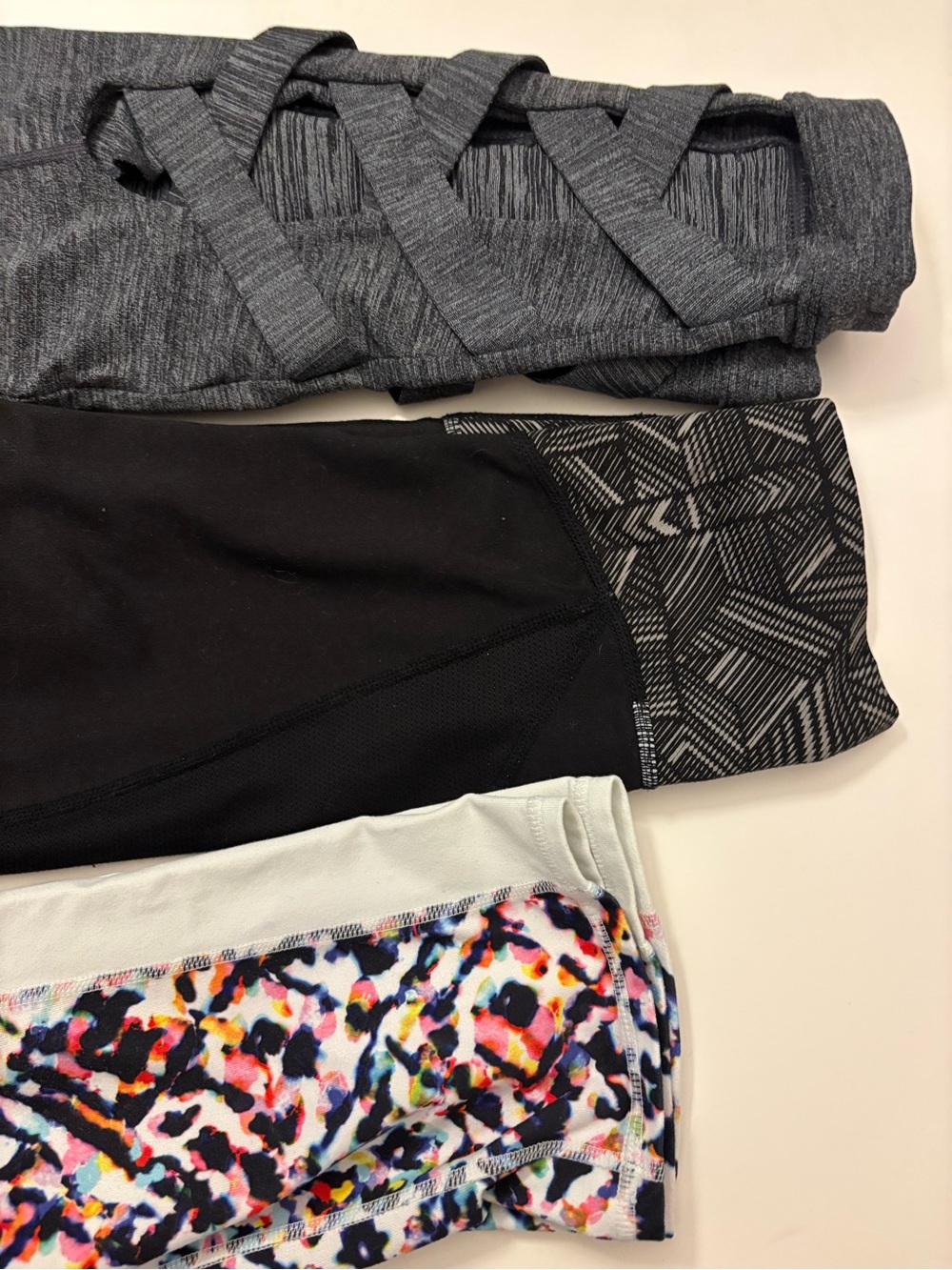 ATHLETA Leggings, Three Pairs multi color, black and gray
